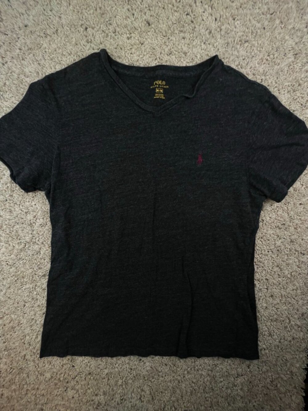 Polo Ralph Lauren Short Sleeve T Shirt Men’s Dark Gray Medium Casual V Neck